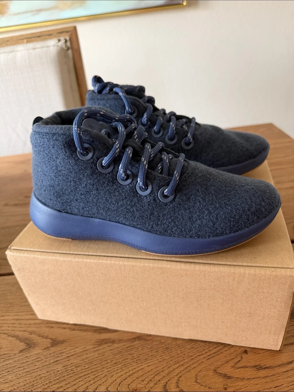 Unisex men and women’s Navy Wool Runner up mizzle - Comfort Lace-Up